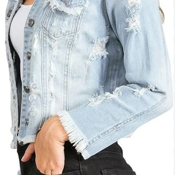 Ripped Denim Jacket - Picture 3 of 6